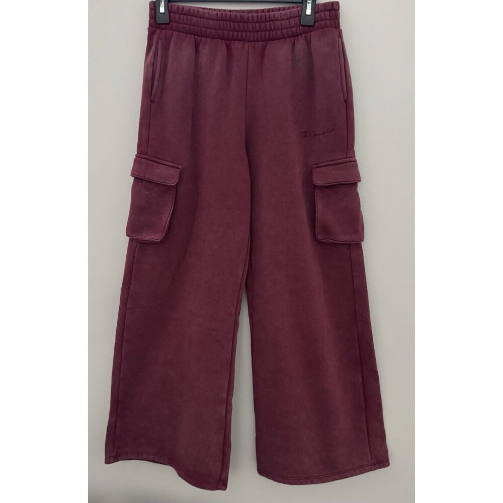 Champion Girls 14 Faded/Washed Burgundy Fleece Cargo Wide-Leg Sweatpants